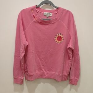 Wildfox Pink Sun Embroidered Crewneck Sweatshirt Sz Medium Bohemian Tribal